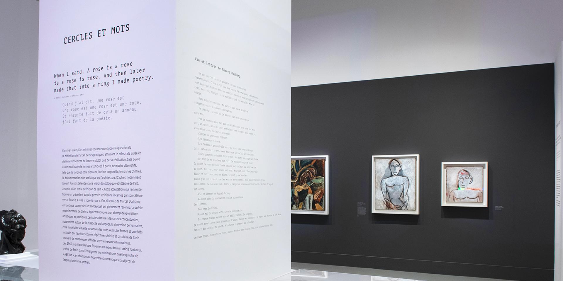 Vue de salle dans l'expo Gertrude Stein et Pablo Picasso